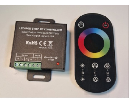 Контроллер управления для RGB ленты с сенсорным пультом 18А ультратонкий, 12-24V, 216-432W